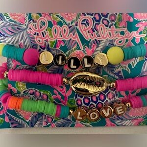 Lilly Pulitzer Pink and Green Beaded Bracelets